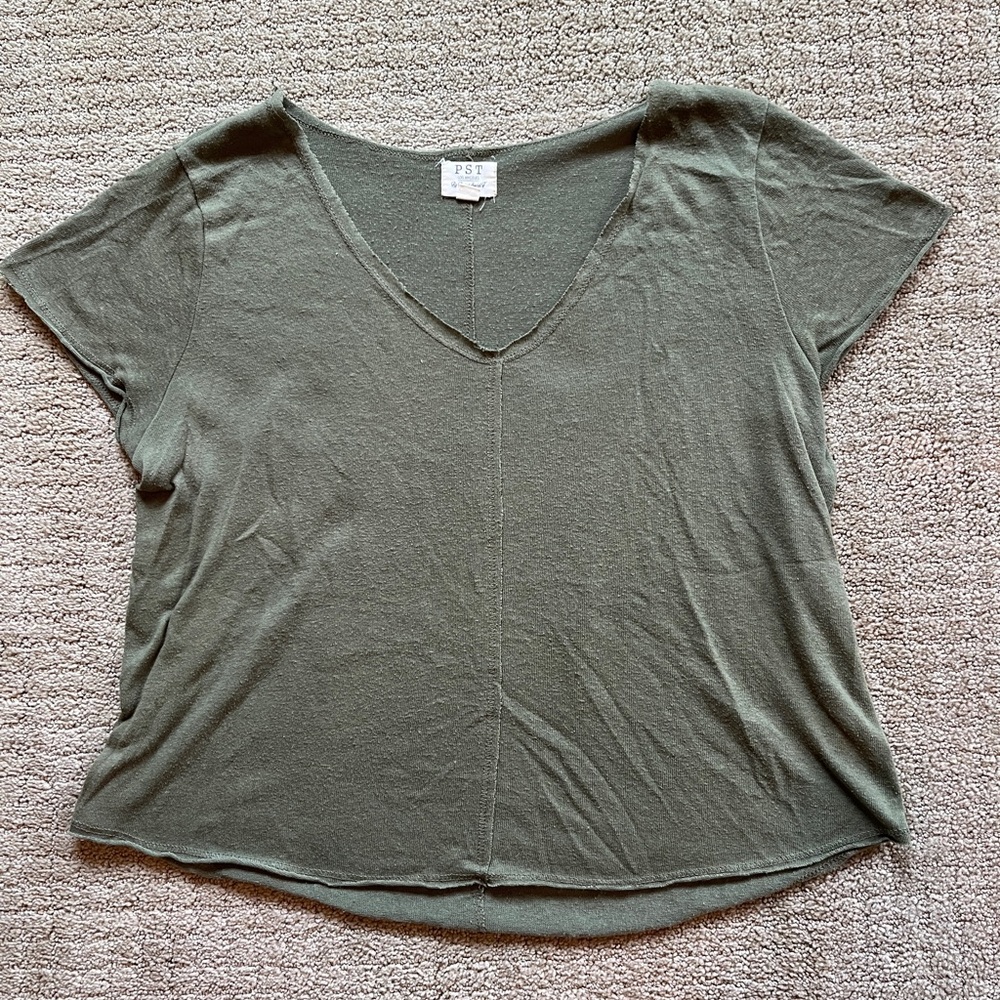 Olive Green Light V-Neck Project Social T